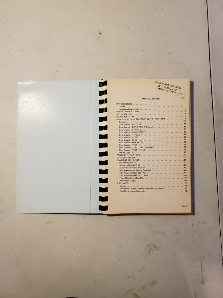 Bendix Omega Navigation System Pilot's Handbook ONS-25-3 ONS-25-4