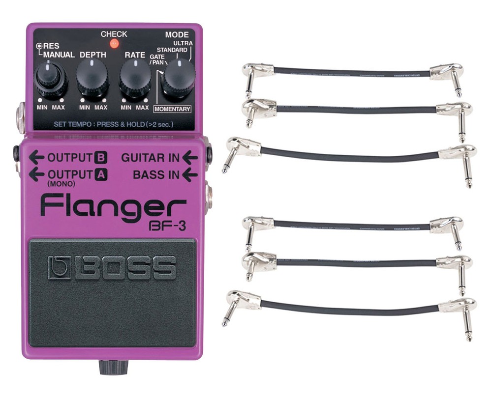 Boss BF-3 Stereo Flanger + 2x Gator Patch Cable 3 Pack