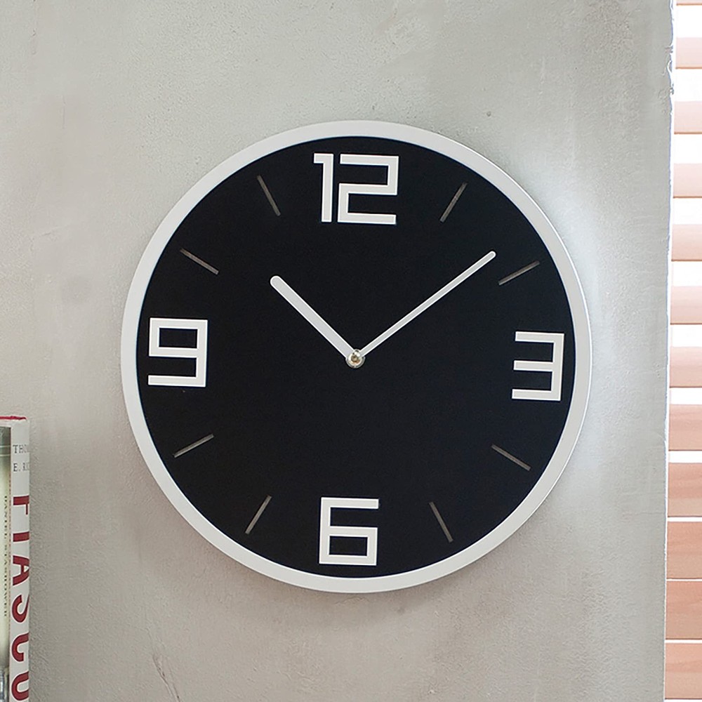 Modern Minimalist Classic White on Black Wall Clock