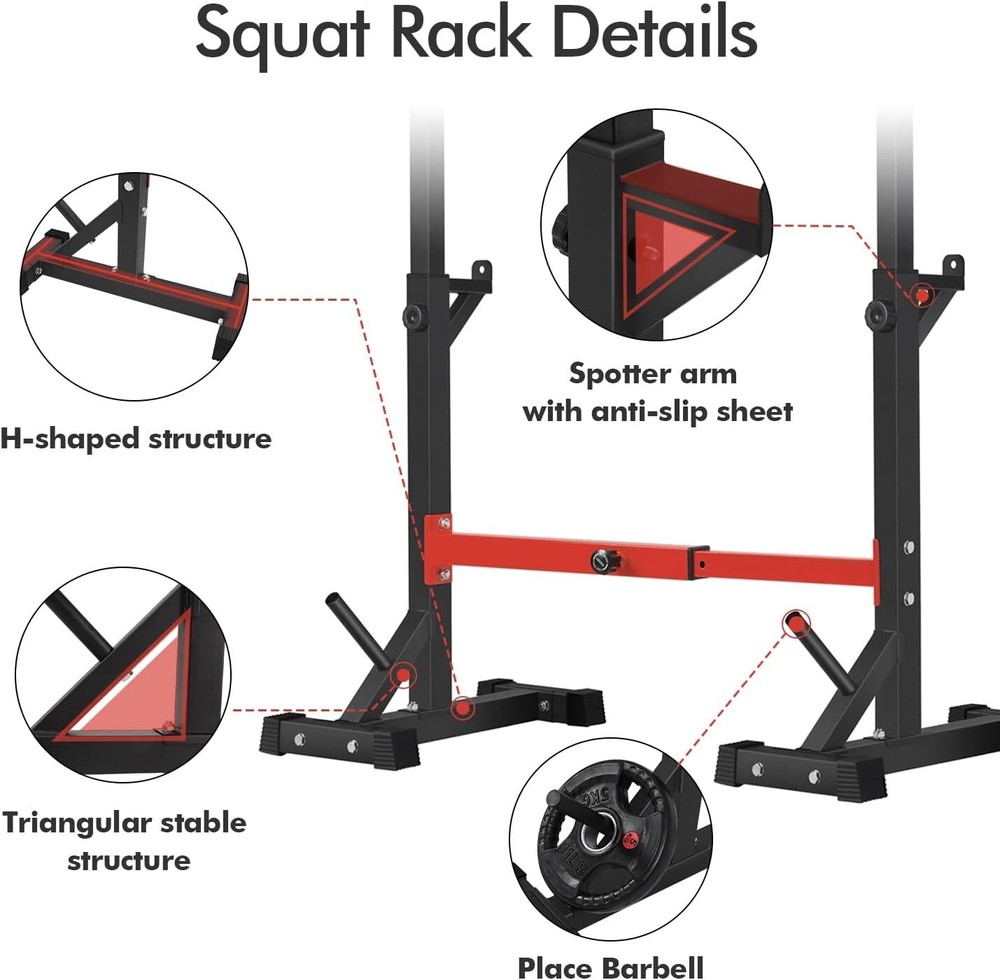 Multi-Functional Adjustable Barbell Rack - Ideal for Squats, Presses, & More