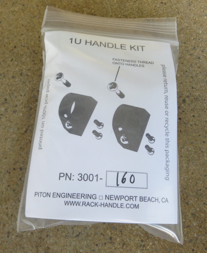 1U Rack Handle Kit, .16-.19" Panel. Use on any 19" rackmount equipment.