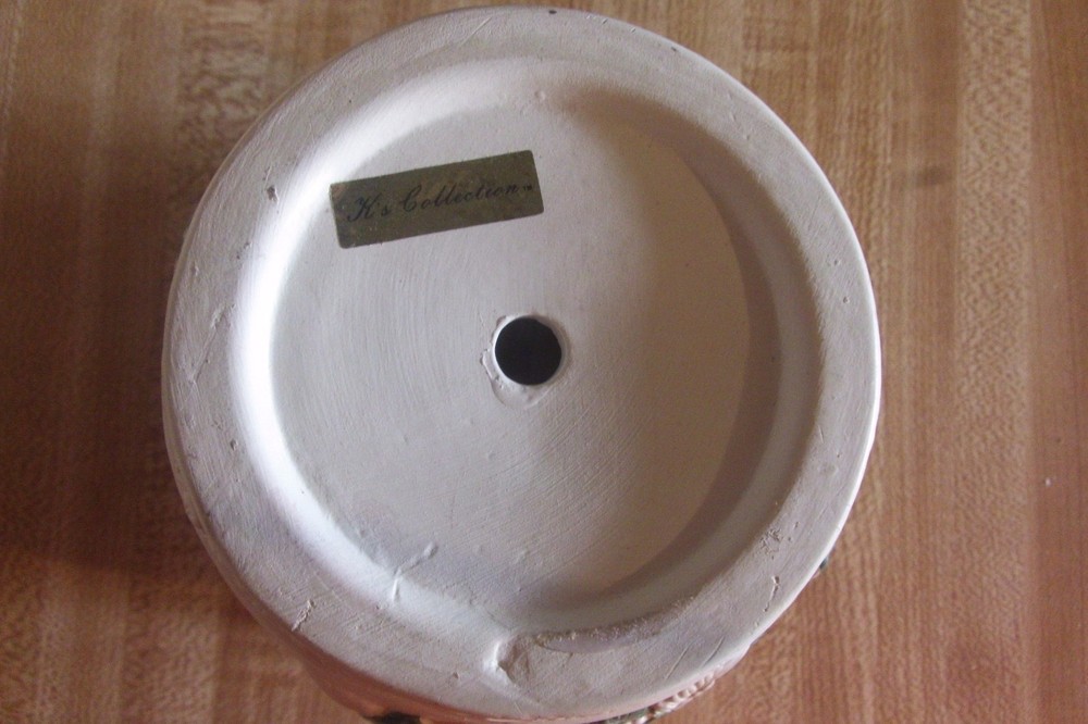 K's Collection Pottery Planter, 5" , Mistletoe, Pointsetta, & Star on eggshell