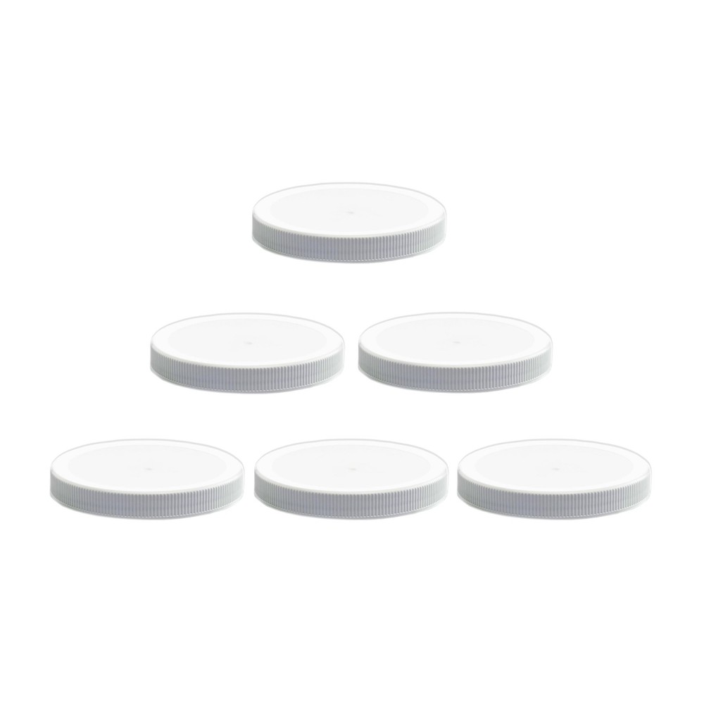 110mm White Plastic 6 Pack Replacement Lids with Leak Proof Liner - 110/400 P...