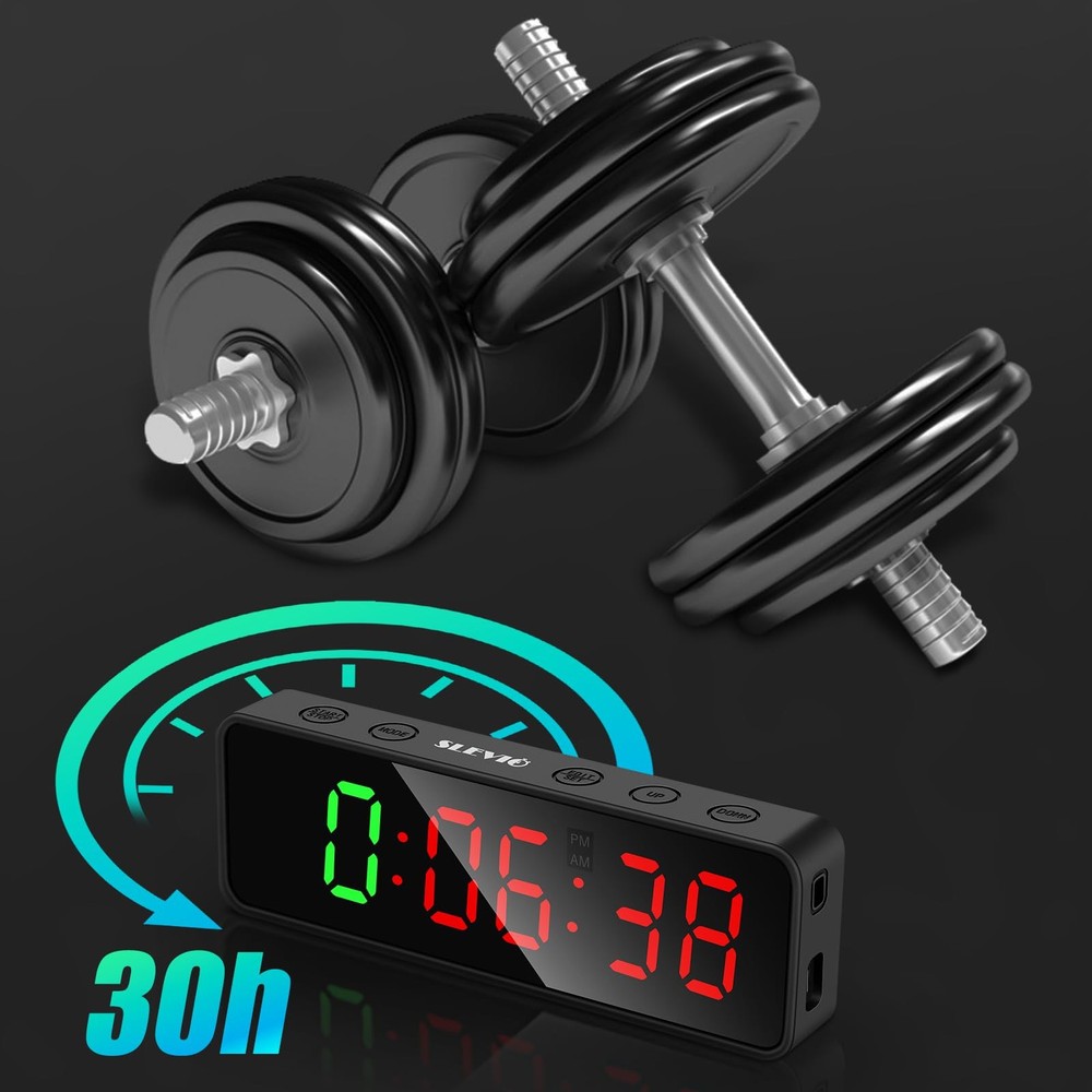 Small Gym Timer Clock Stopwatch Magnetic Workout Interval Small, Matte Black