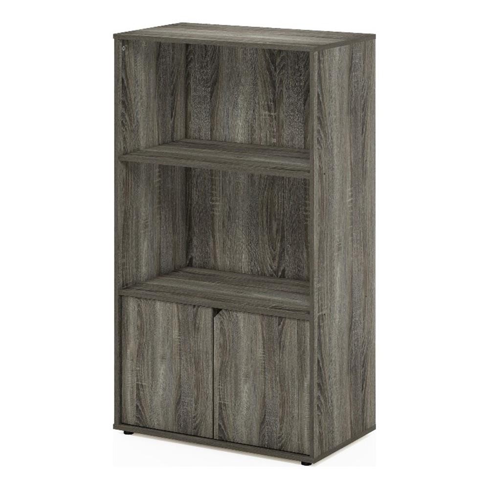Pemberly Row Kitchen Storage Shelf with Cabinet in French Oak Gray