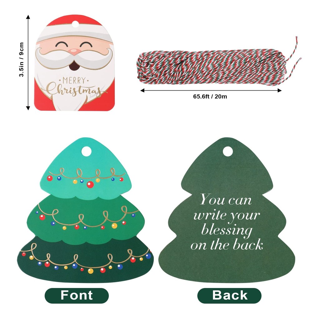 Christmas Gift Tags, 72PCS Christmas Tags with String, Gold Foil Xmas Gift