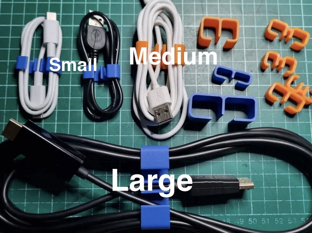 Blue Cable Holder / Organizer S/M/L Size Cable Manegment