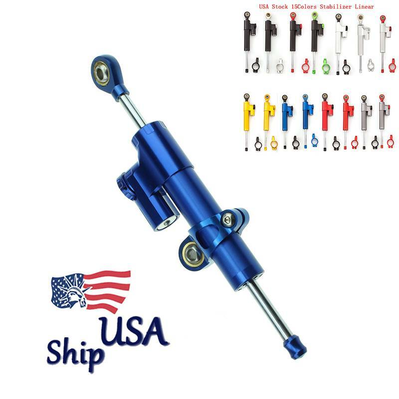Motorcycle Steering Damper Linear Stabilizer Universal Safety Control Blue 1xpcs
