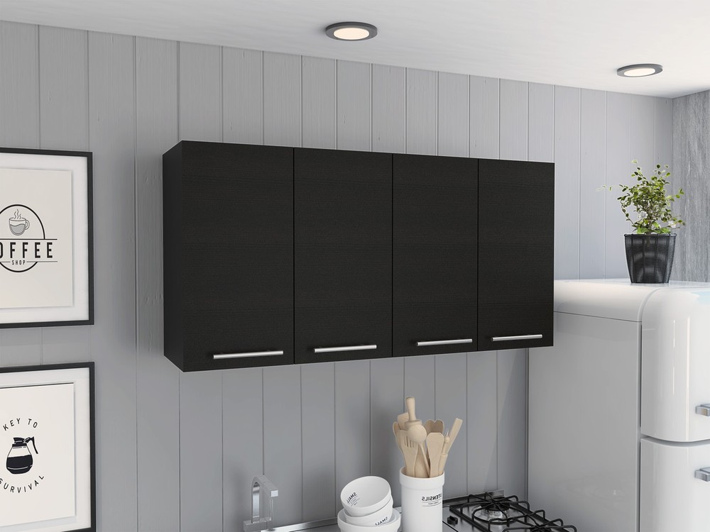 Rectangle Four Swing Doors Wall Cabinet Wenge