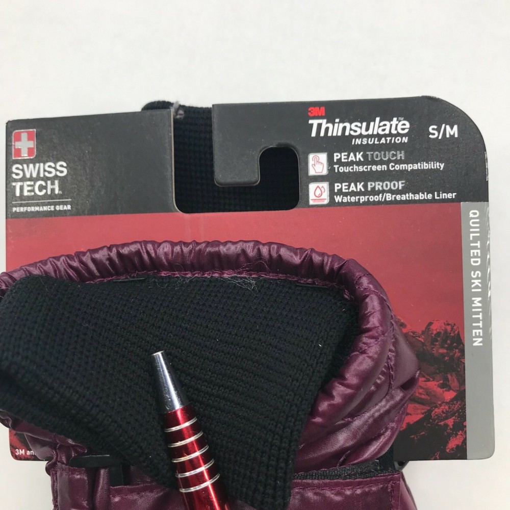 Swiss Tech Quilted Ski Mitten Purple Size Small/Medium New With Tags
