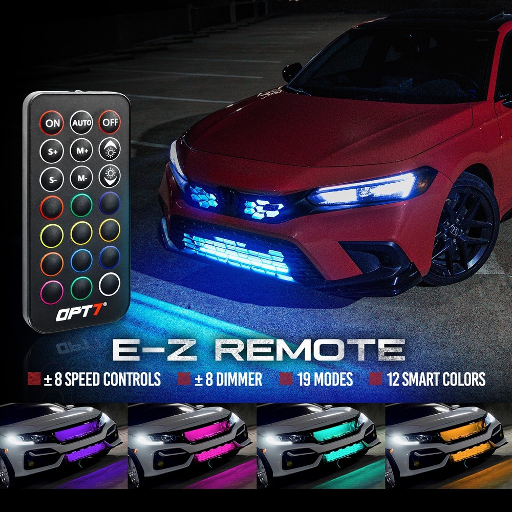 OPT7 Aura LED Lighting Kit for Grille 4pc 12" Multi-Color Strips