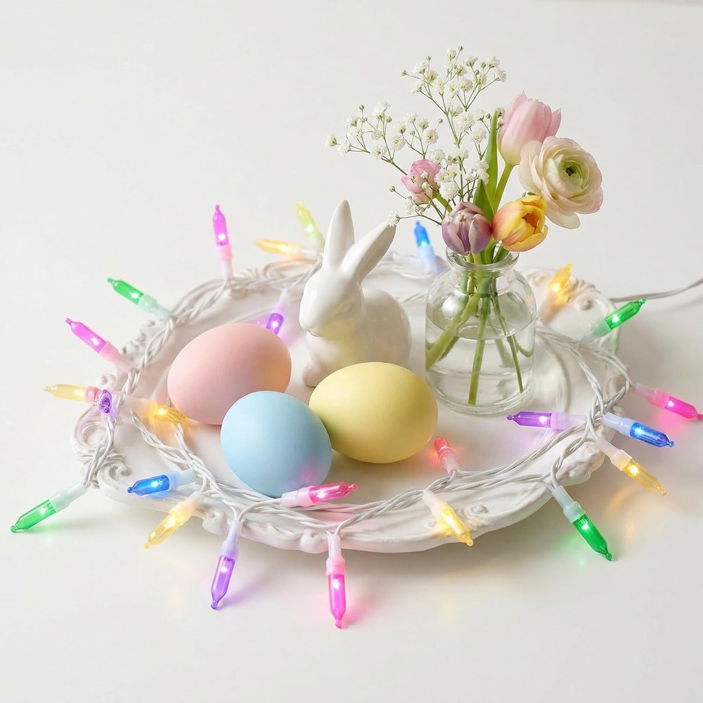 30 LED Easter Mini Lights - 11.5Ft Pastel Colored Battery String Light with 8 Mo