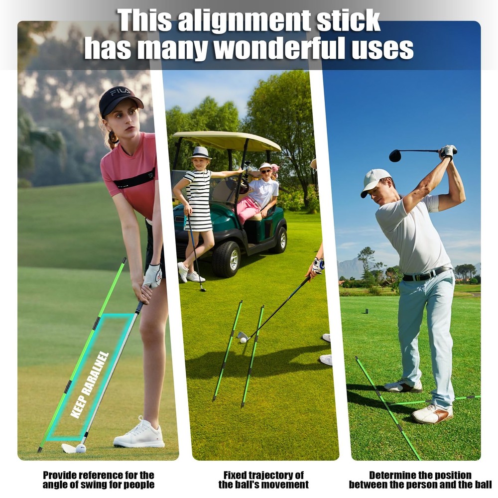 Collapsible Golf Alignment Sticks 2 Pack 48 inch with Clear Tube Case