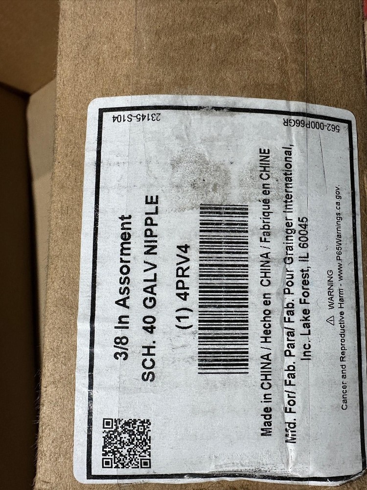 66x Pack Pipe Nipple Assorted Galvanized Steel 3/8" Dual Thread Multiple Sizes