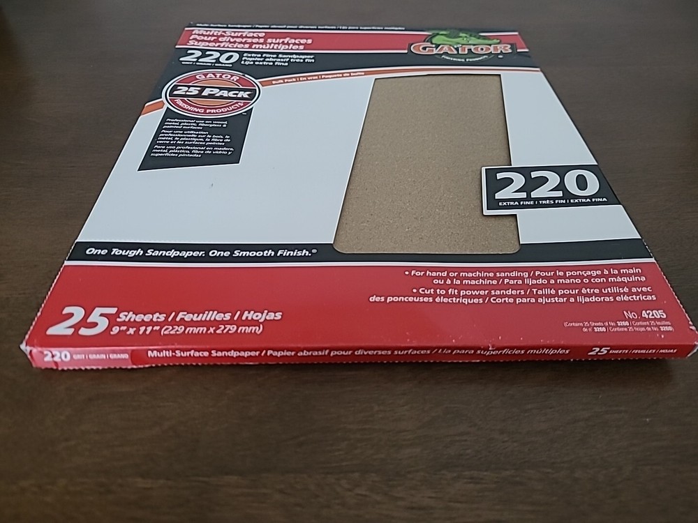 Gator Multi Surface Sandpaper Sheets, 220 Extra Fine, 25 Pack