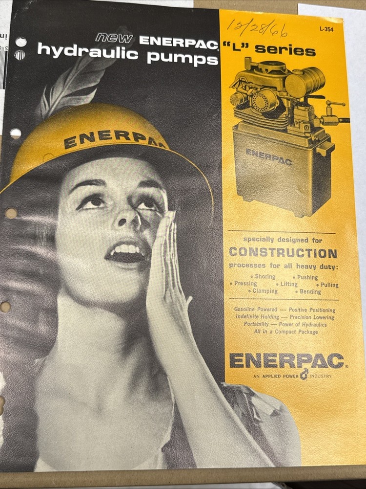 Vintage Enerpac Tools Catalog Hydraulic Pump 🇺🇸 Excellent