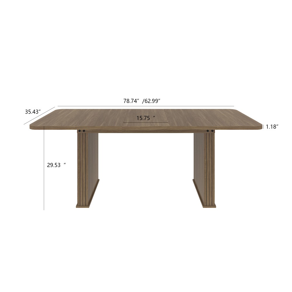 Beige Brown Extendable Dining Table Modern Wood Kitchen Table Double Robust