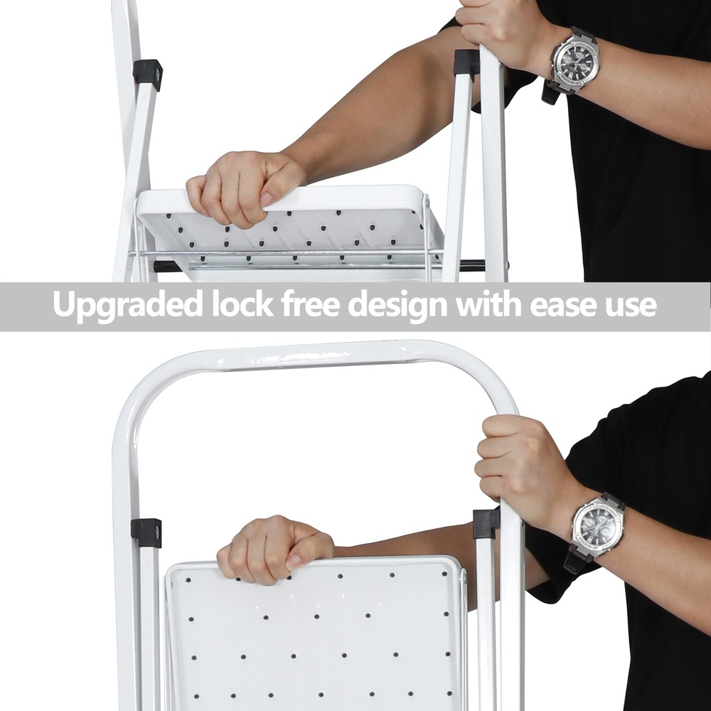 4 Step Ladder Folding Step Ladder for Kitchen Garage Library and Home Sturdy