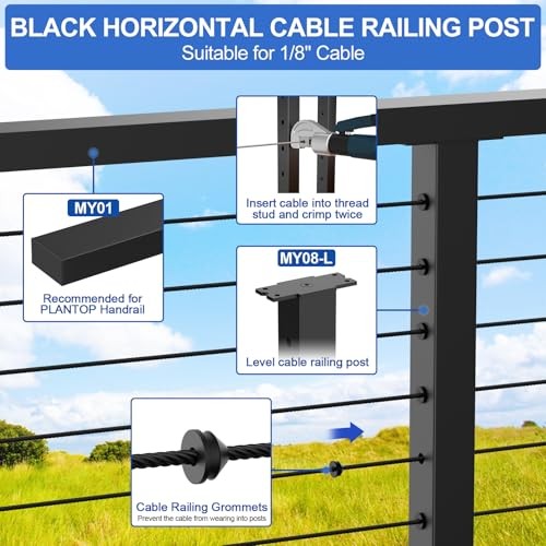 4-12ft Complete Set6" Cable Railing Post Kits, Stainless Level Post Kits 3