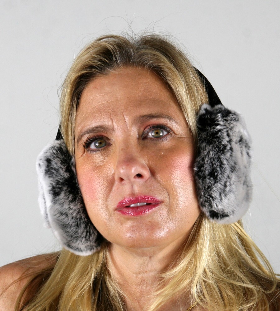 New Silver Rex Rabbit Fur Ear Muffs Efurs4less