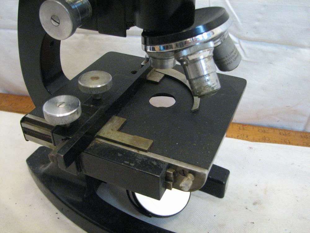 Vintage Bausch & Lomb Optical Microscope 43X Objective Compound Stage
