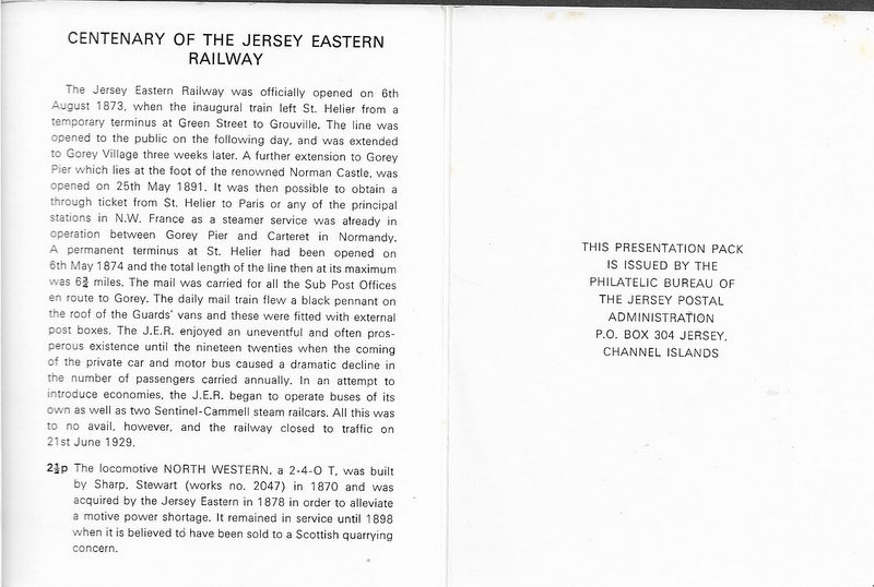 Trains Jersey Easter Railway presentation pack 1973