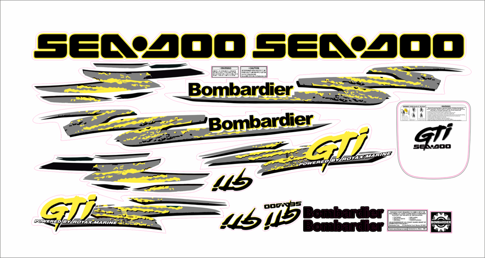 SEADOO GTI 1997 Graphics / Decal / Sticker Kit Grey