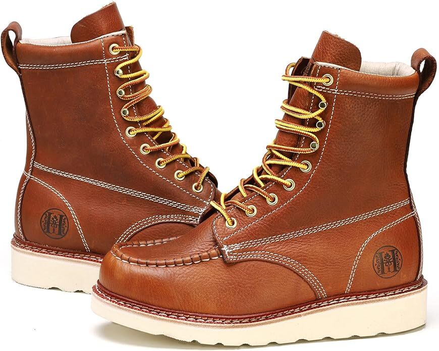 Stylish Classic 8" Soft Toe EH Leather Slip Resistant Breathable Mens Work Boot