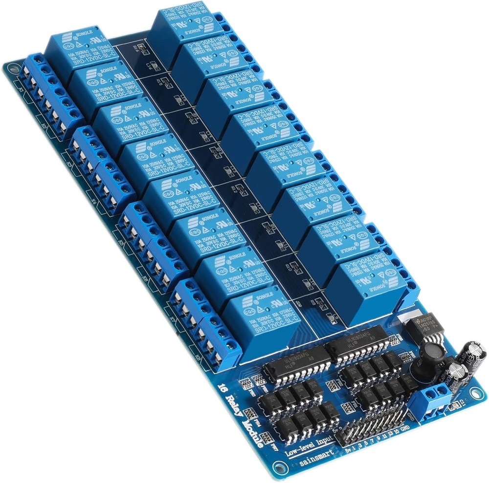 Automated 16-Channel Relay Board - 12V High-Current Solution for DIY Projects