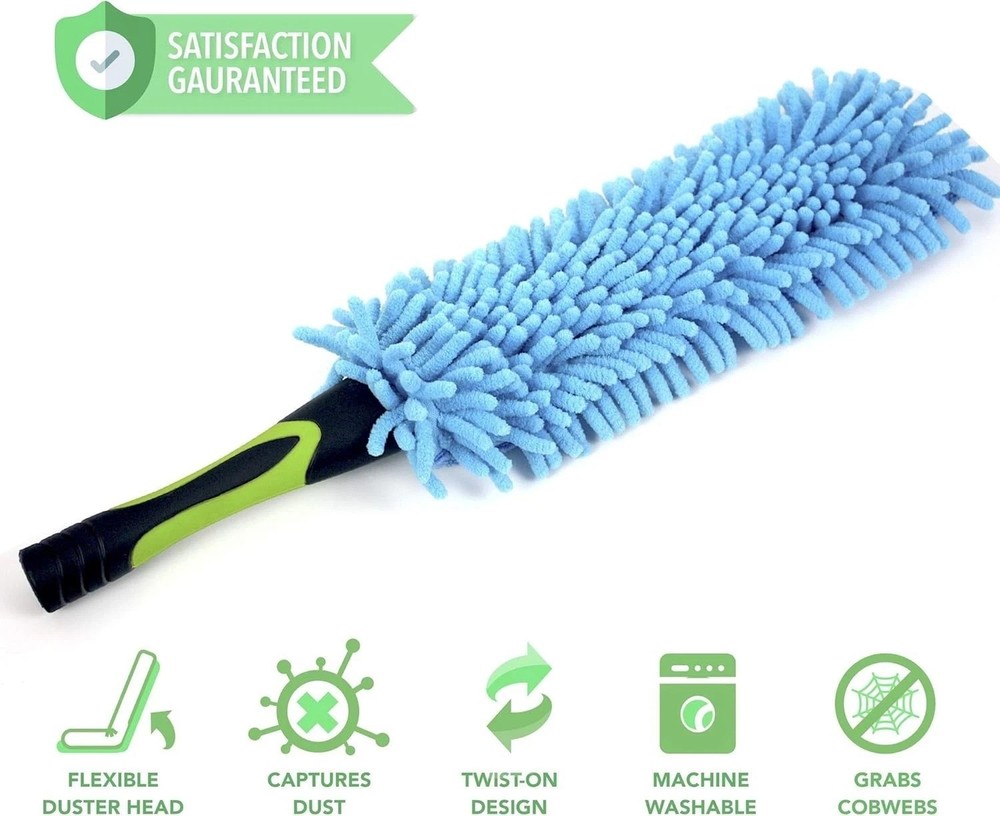 Duster 3-Pack | Hand-Packaged Cobweb Duster, Microfiber Feather Duster, Flexi...