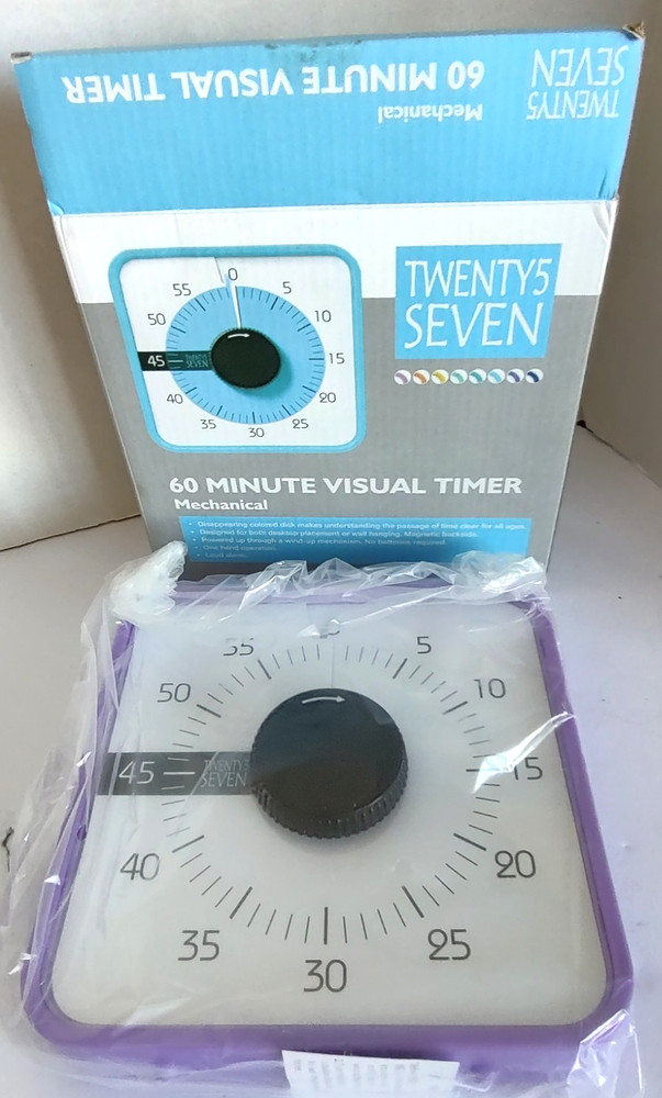 Twenty 5 Seven 60 Minute Visual Mechanical Timer Purple New in Box