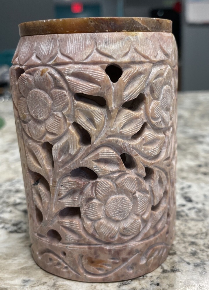 Soapstone elephant tea light holder Oil Warmer 4"