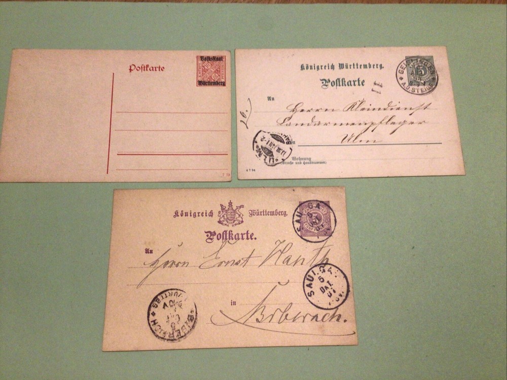 Germany Wurttemberg 3 Postcards A21820