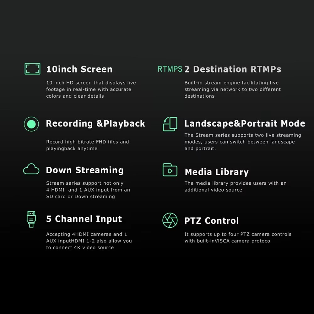 CineTreak Stream Master SDI HDMI Video Switcher 4-CH Controller Panel Recording