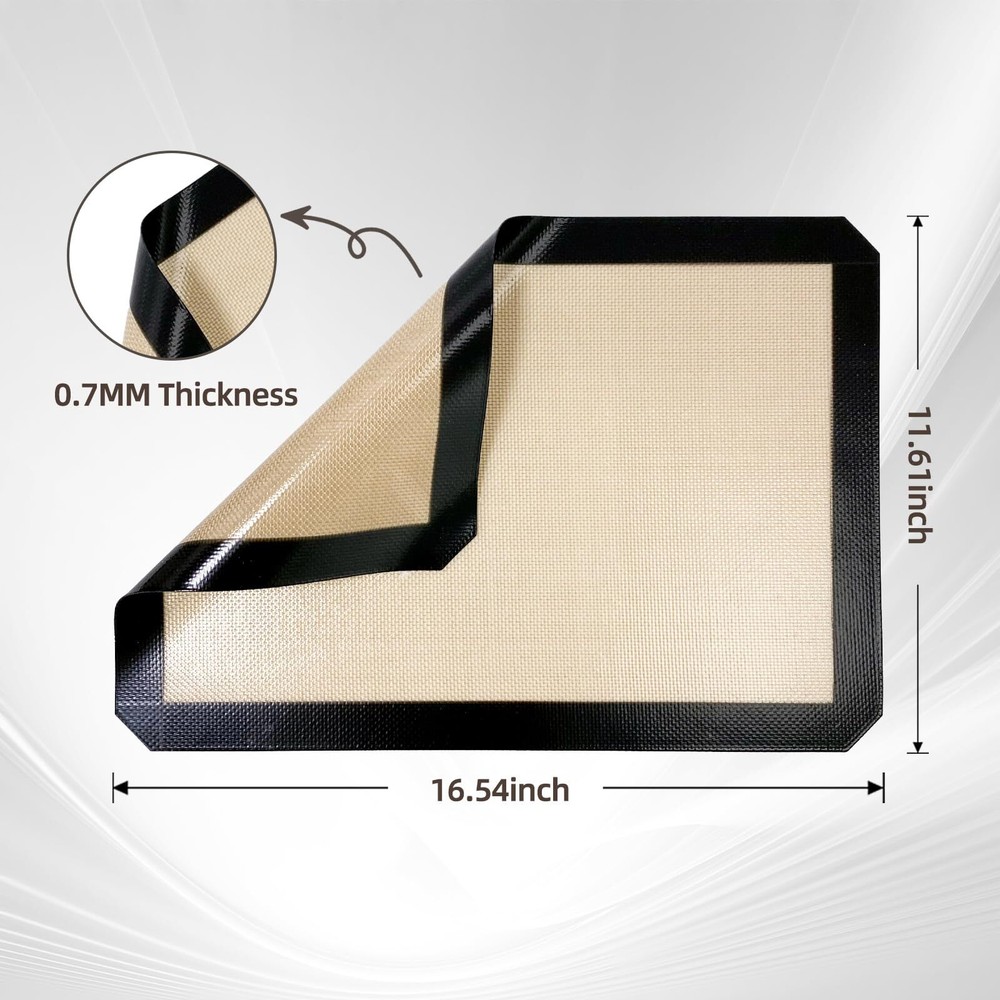 2 Pcs Silicone Baking Mat Non Stick Oven Baking Sheet Cooking Pad, 0.7mm Thick