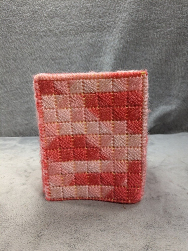 Handmade Needlepoint 6” Tall Tissue Box Cover Valentines Theme