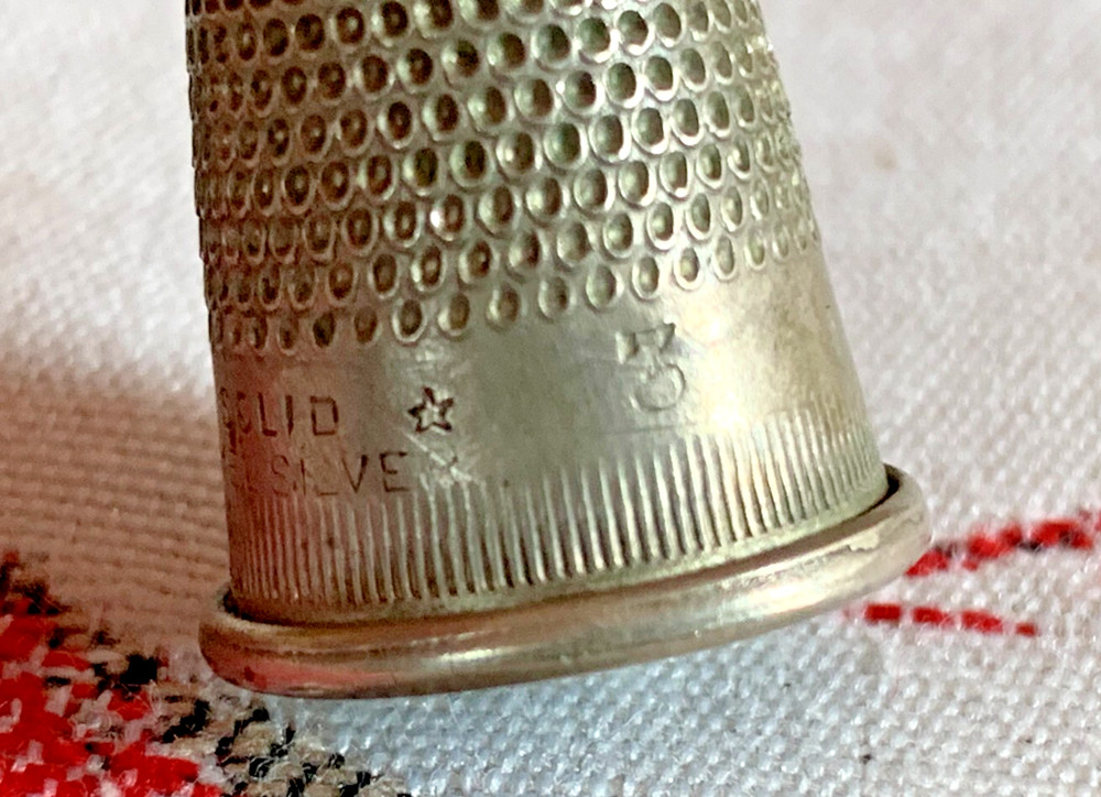 Antique English Solid Nickel Silver Sewing Thimble No.3