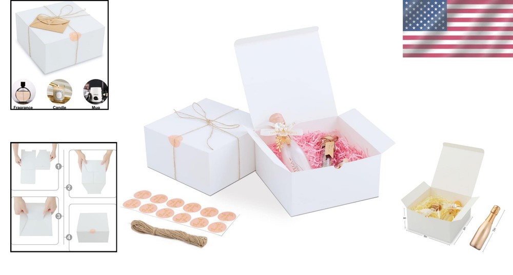 Sturdy Easy Assemble Gift Boxes - 12 White Glossy Boxes for Every Celebration