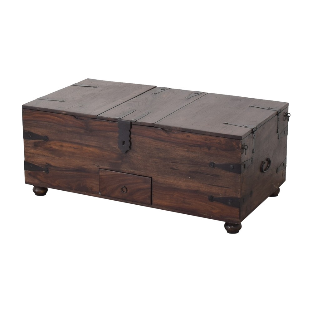Crate&Barrel TAKA Solid Wood Storage Trunk Coffee Table