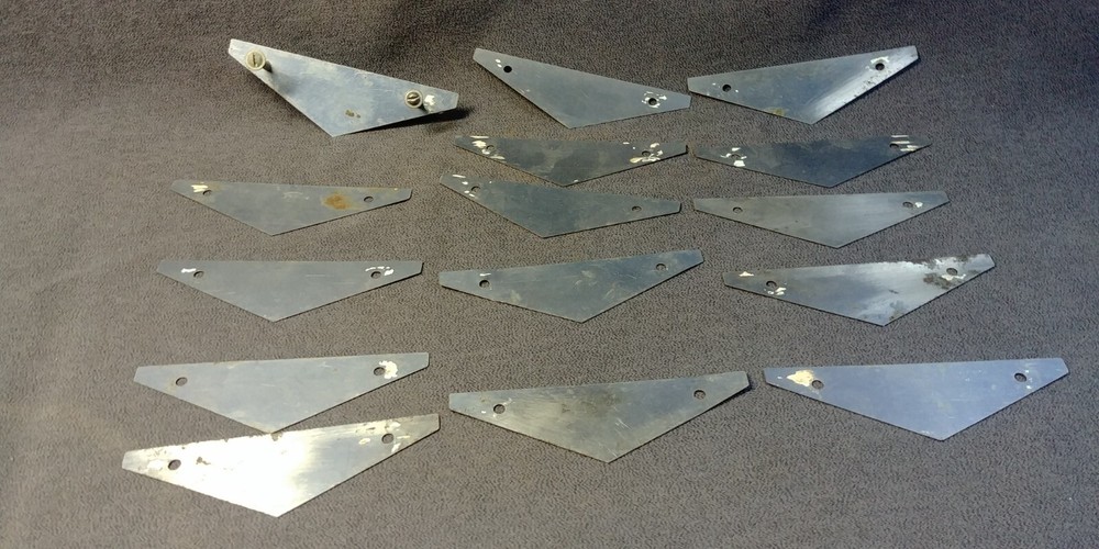 15 1940s Triangle Backplate Cabinet Door Drawer Handle Pull Hardware Lot