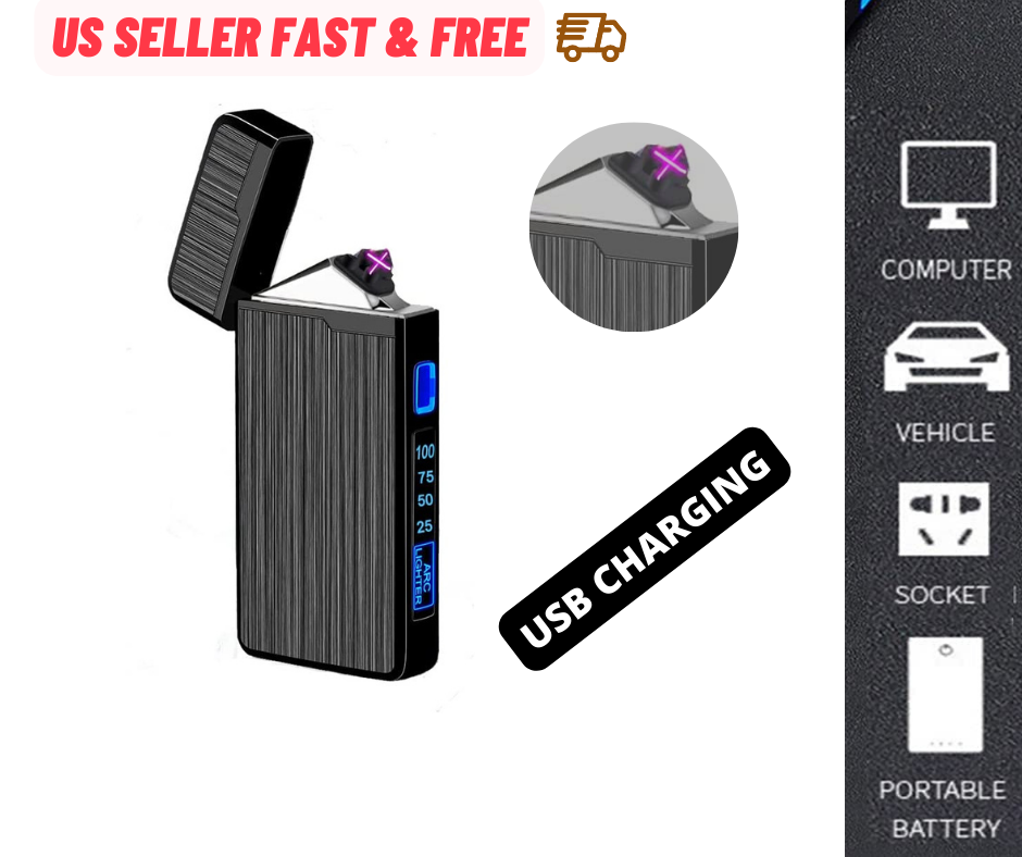 Electric Lighter Dual Arc Plasma USB Rechargeable new