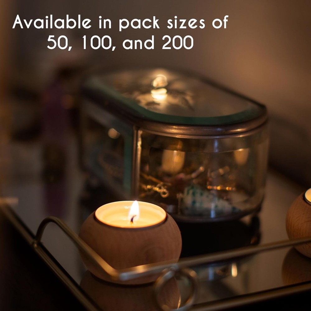100 Pack Unscented White Tea Light Candles 8 Hour Extended Burn Time