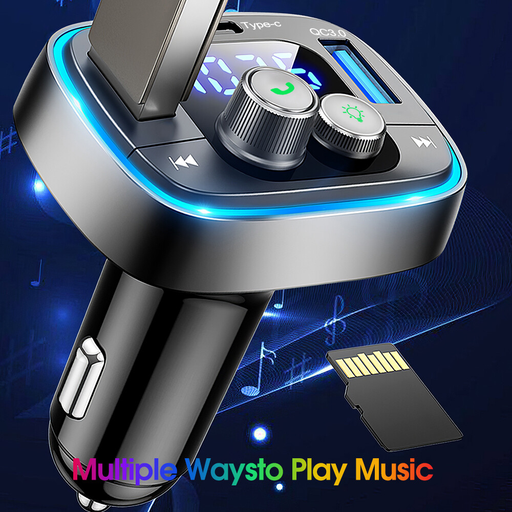Bluetooth 5.1 Car Adapter Wireless FM Transmitter Hands-Free Calling MP3 Player