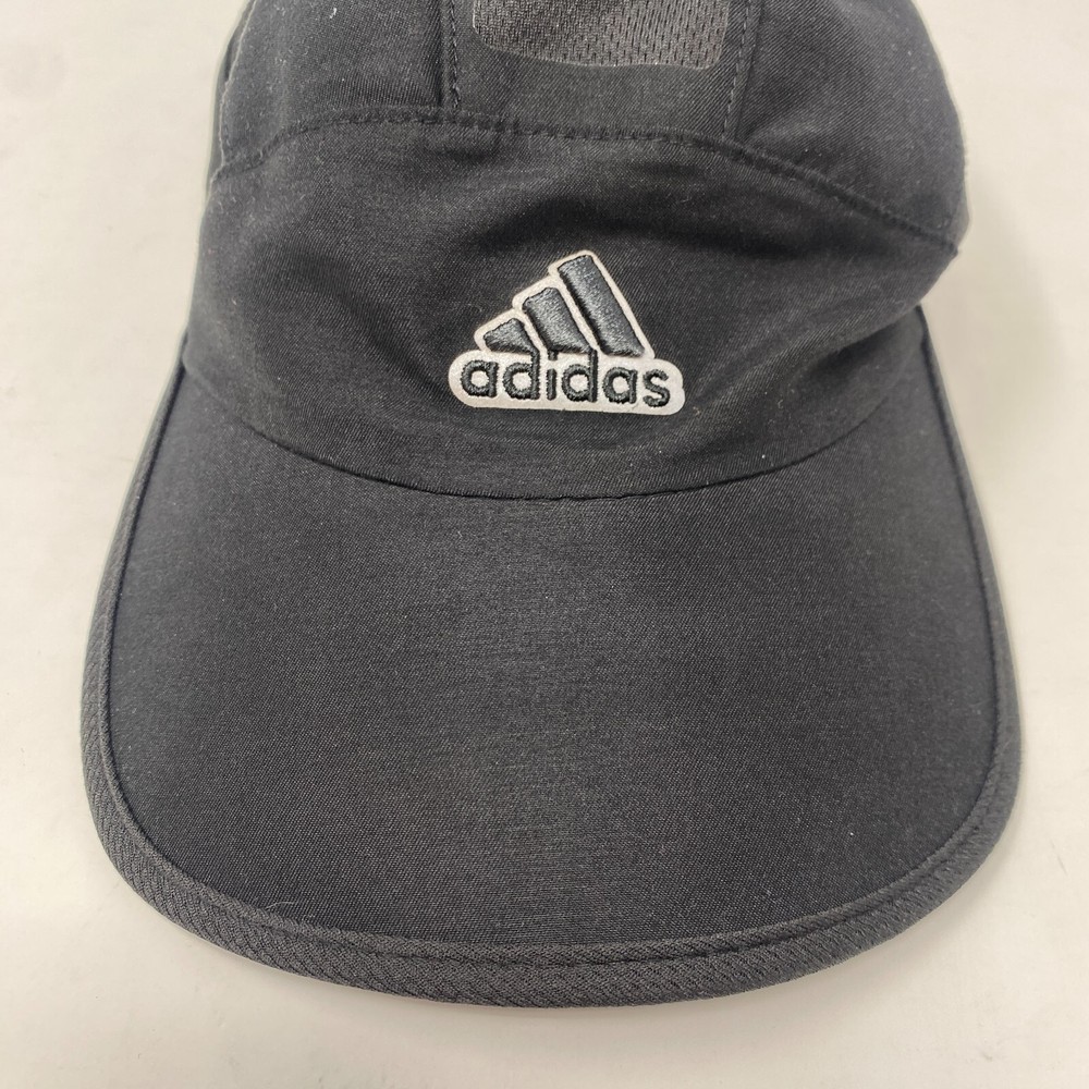 Adidas Running Athletic Mesh Hat Hook & Loop Strapback Black Lightweight Gym
