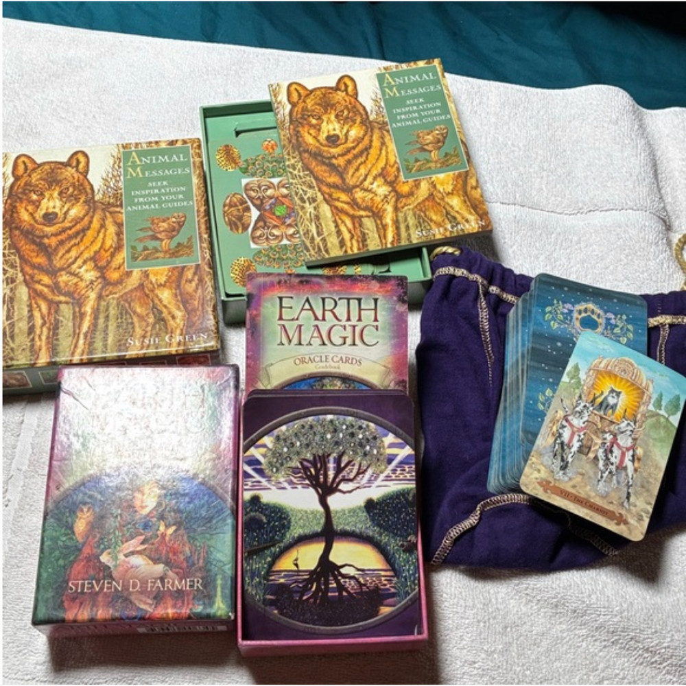 3 Deck Bundle, Earth Magic Oracle Cards, Animal messages, Mystical Cats Tarot