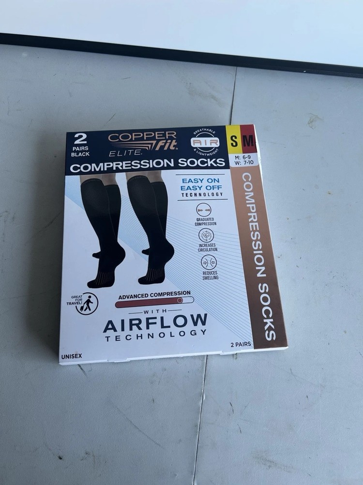 Copper Fit Elite Compression Socks - 2 pairs S/M (OPEN BOX)