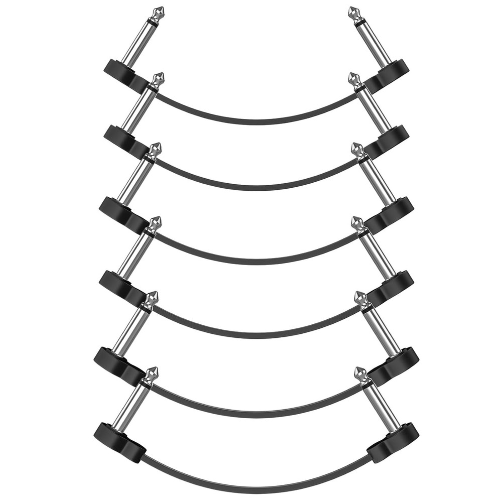 6 Pack Guitar Patch Cables, 5 Inch, 1/4" TS Right Angle Guitar Cable, Low Profil