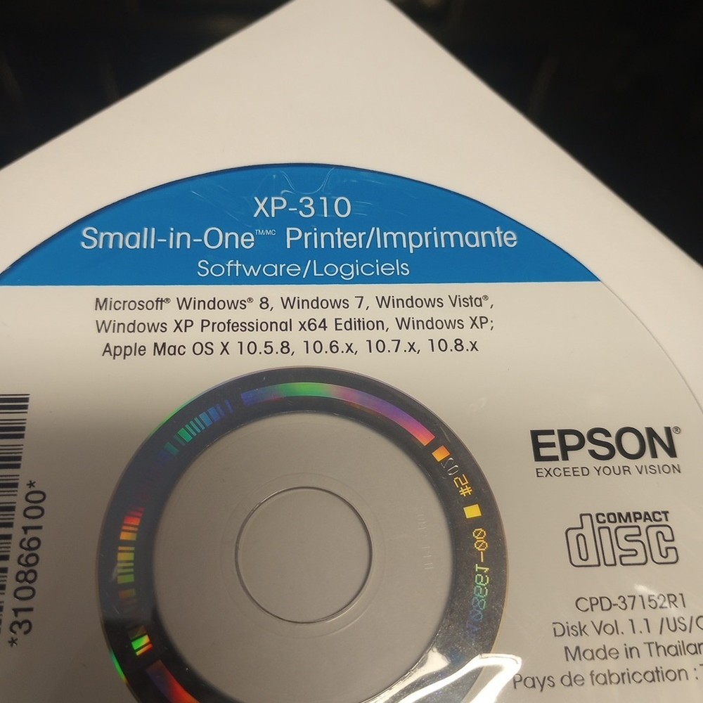 Epson XP-310 Small-in-One Printer Manuals, Quick Guide & Software CD Disc Driver