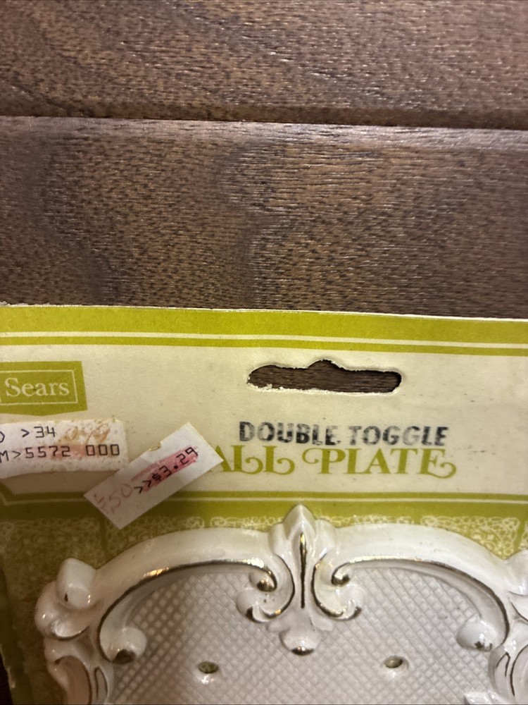 Vintage Sears Double Toggle Light Switch Cover White/Gold