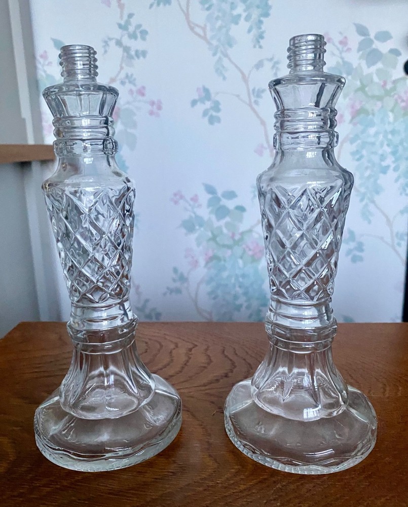 Pair 1960 Avon Bubble Bath Glass Bottles